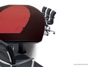 Table de réunion ovale EMG bois avec insert central cuir