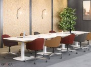 Table de réunion tonneau Harmonie, plateau épaisseur 38 mm, FULL WHITE