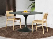 Table ronde Big Horn noire, pied tulipe noir