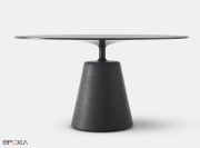 Table Rock, structure en ciment anthracite et plateau bois laqué graphite mat