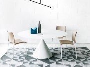 Table ronde en verre blanc