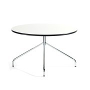 Table ronde Oh! Lounge, plateau HPL blanc bord noir