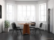 Table de réunion ronde pied croix collection  Ensemble merisier