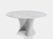S Table, structure en S moulé en Cristalplant ®, plateau marbre Namibie blanc