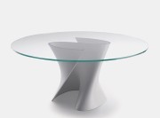 S Table, structure en S moulé en Cristalplant ®, plateau Cristal transparent