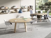 Table de réunion ronde Take Off style scandinave
