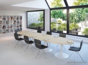 Table tonneau chêne fil  Ensemble pieds tulipe