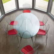 Table de réunion en verre ovale collection Pegaso structure alu