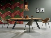 Table collection Zeus, plateau Noyer, pieds métal
