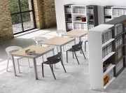 Tables Zefiro avec plateaux en mélaminé coloris chêne