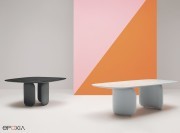 Tables design Elinor, piètement revêtu cuir