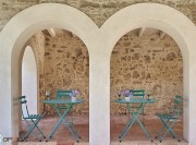 Tables rondes pour terrasse et jardin, collection Arc-en-Ciel couleur Vert Océan 88