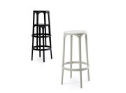 Tabouret de bar empilable Brooklyn en polypropylène noir et blanc
