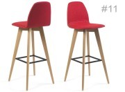 Chaise de bar Moods rembourrée avec pieds bois et repose-pieds