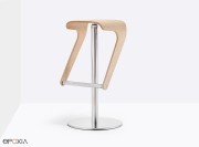 Tabouret de bar Woody 496 pivotant, version fixe H.77 cm coque placage chêne naturel
