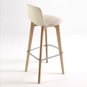 Tabouret de bar Lottus Wood, assise tissu crème