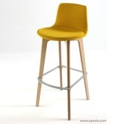 Tabouret de bar Lottus Wood, assise tissu jaune