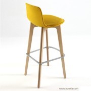 Tabouret de bar Lottus Wood, assise tissu jaune
