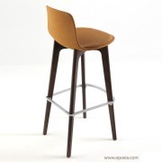 Tabouret de bar Lottus Wood, assise tissu marron