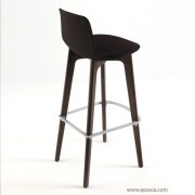 Tabouret de bar Lottus Wood, assise tissu noir