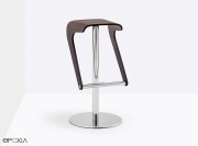 Tabouret de bar Woody pivotant, version fixe H.77 cm coque placage chêne foncé