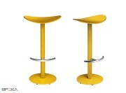Tabouret bas Coma, piètement tube en acier laqué, assise assortie