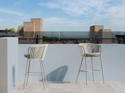 Tabouret de bar outdoor Désirée, dossier en cordes FA (gris beige)