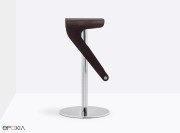Tabouret de bar Woody coque chêne foncé, base chrome brillant