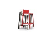 Tabourets empilables Africa, rouge, blanc, écru, noir