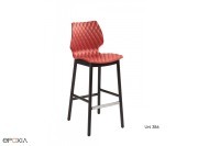 Tabouret Uni 393, pieds bois et coque en polypropylène
