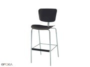 Tabouret de restauration Slide, coque polycarbonate noir opaque brillant