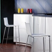 Tabouret de bar blanc Kuadra dossier haut technopolymère blanc
