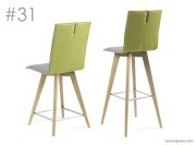 Chaise de bar Moods #31 tissu bicolore, H.82 cm et 62 cm.