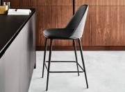 Tabouret de bar Lea assise simili noir, pieds coniques