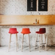 Tabourets de bar Lottus Wood, assise tissu