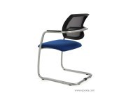 Siège visiteur luge résille noire assise tissu bleu