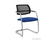 Siège visiteur luge résille noire assise tissu bleu