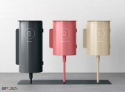 Trio de poubelles Birdie sur socle, 43 et 63 litres