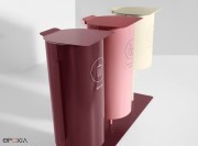 Trio de poubelles Birdie sur socle, tonalités rose