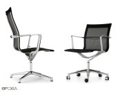 Fauteuils de réunion Una, assise résille, dossiers haut et bas