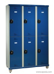 Vestiaires multicases triple 2 cases, epoxy bleu