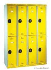 Bloc vestiaires multicasiers quadruple 2 cases, epoxy jaune