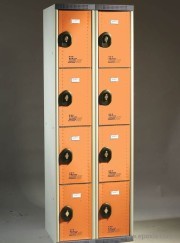 Vestiaires multicasiers double 4 cases, epoxy orange