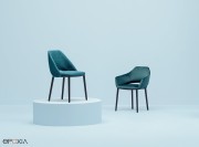 Chaise et fauteuil Vic, pied bois