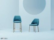 Tabouret et chaise Vic, pieds métal