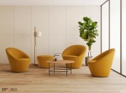 Fauteuil et pouf d'accueil collection Wabao 